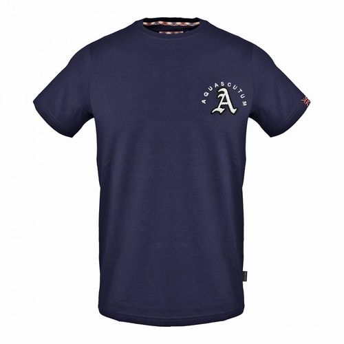 Navy Rounded Crest Cotton T-Shirt - Aquascutum - Modalova