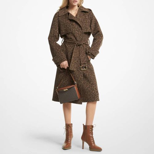 Multi Cheetah Print Wool Blend Trench Coat - Michael Kors - Modalova