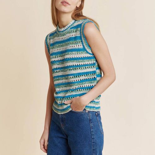 Green Crochet Stripe Tank - Albaray - Modalova