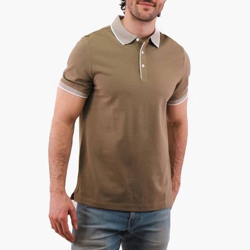 Khaki Texture Tipped Cotton Polo Shirt - Michael Kors - Modalova