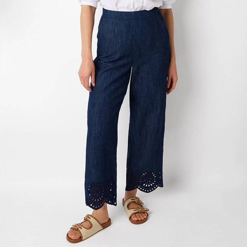 Dark Brandy Embroidered Hem Linen Trousers - Wyse - Modalova