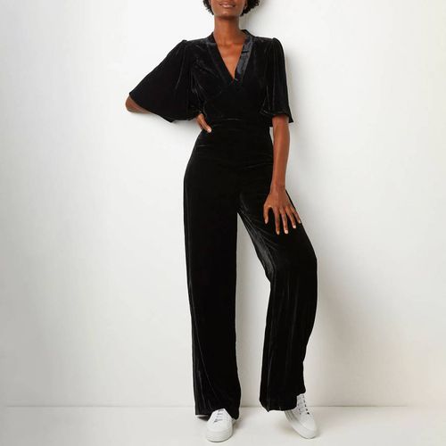 Black Silk Mix Velvet Jumpsuit - Wyse - Modalova