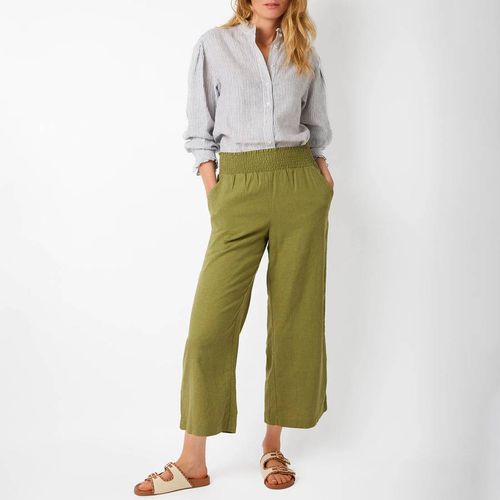 Khaki Ophelie Linen Crop Trousers - Wyse - Modalova