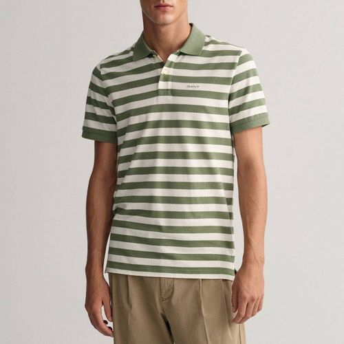 White Stripe Short Sleeve Polo Shirt - Gant - Modalova