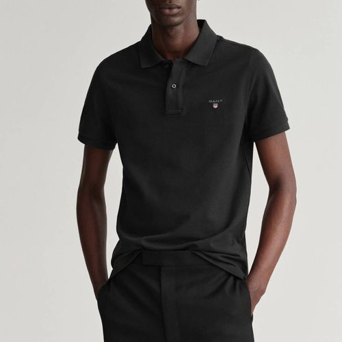 Black Pique Short Sleeve Polo Shirt - Gant - Modalova