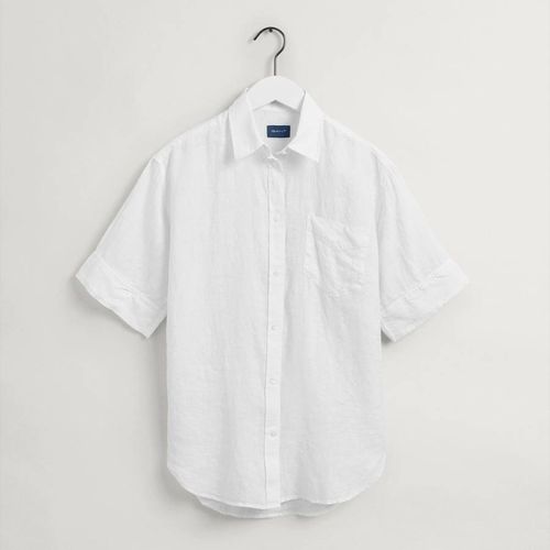 White Linen Short Sleeve Shirt - Gant - Modalova