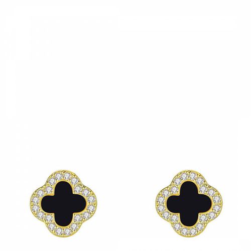 K Black Enamel & Cz Post Earrings - Chloe Collection by Liv Oliver - Modalova