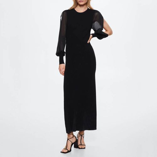Black Sleeve Slit Dress - Mango - Modalova
