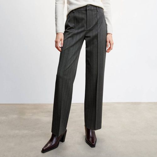 Grey Straight Striped Trousers - Mango - Modalova