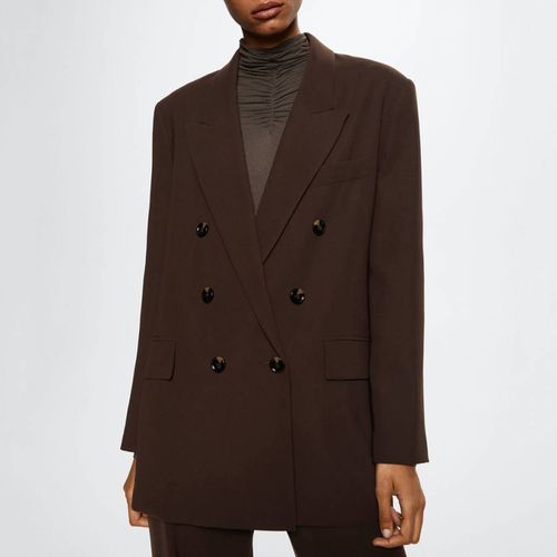 Brown Double-Breasted Suit Blazer - Mango - Modalova