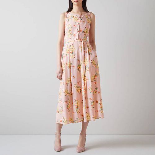 Pink Callie Printed Silk Midi Dress - L K Bennett - Modalova