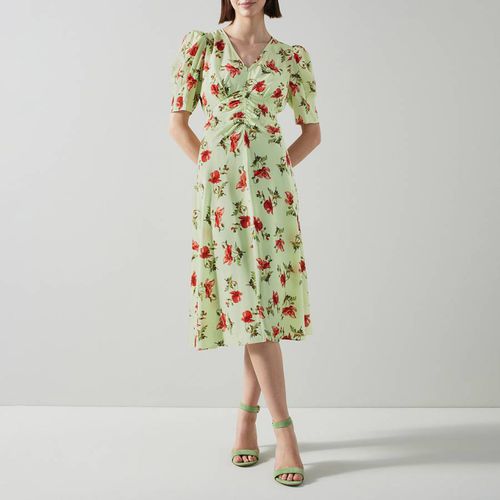 Green/Multi Gabbi Silk Midi Dress - L K Bennett - Modalova