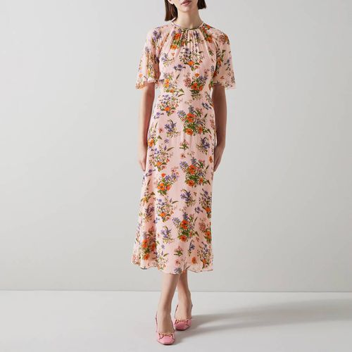Pink/Multi Elowen Floral Midi Dress - L K Bennett - Modalova