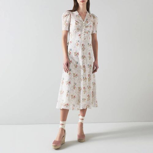 White/Multi Holzer Silk Midi Dress - L K Bennett - Modalova