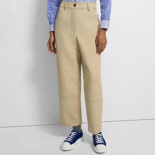 Cream Wide Leg Wool Blend Trousers - Theory - Modalova