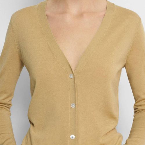 Beige V-Neck Wool Blend Cardigan - Theory - Modalova