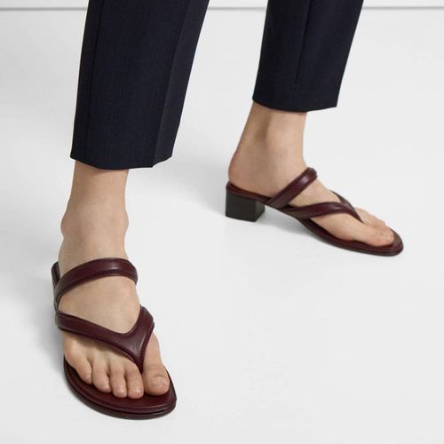 Burgundy Belted Leather Sandals - Theory - Modalova