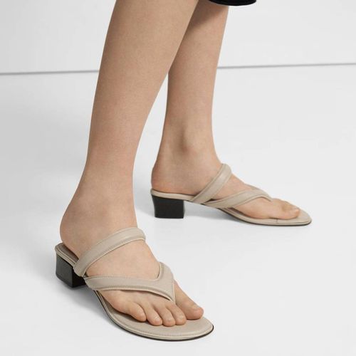 Beige Belted Leather Sandals - Theory - Modalova