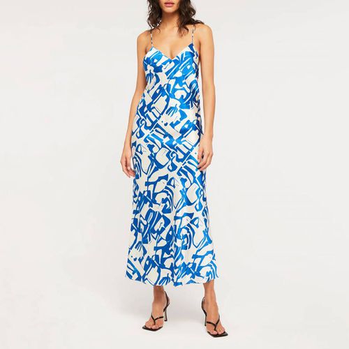 Blue Silk Fresco Maxi Dress - Ginia - Modalova