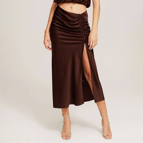 Brown Silk Indy Drape Skirt - Ginia - Modalova