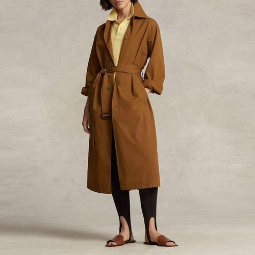 Camel Longline Tie Waist Cotton Coat - Polo Ralph Lauren - Modalova