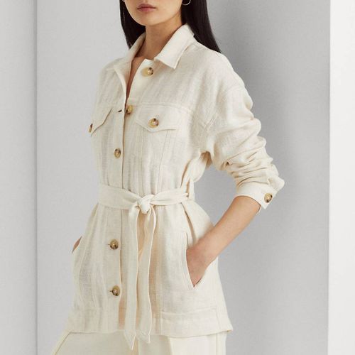 Cream Linen Belted Jacket - Lauren Ralph Lauren - Modalova