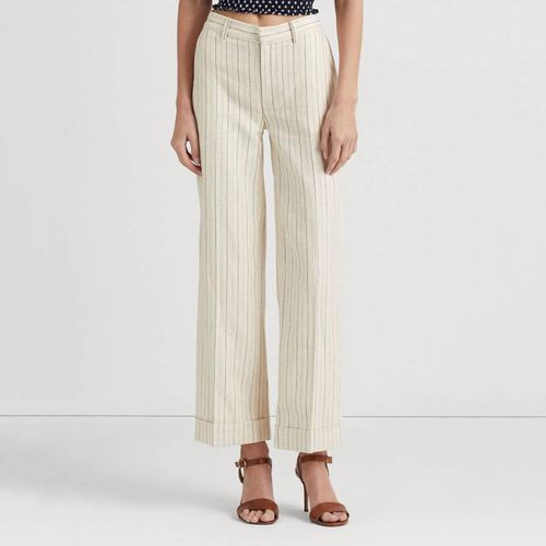 Cream Striped Linen Blend Trousers - Lauren Ralph Lauren - Modalova