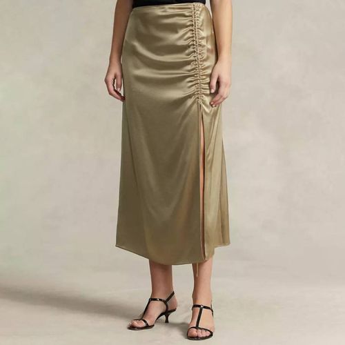 Khaki Side Ruched Midi Skirt - Polo Ralph Lauren - Modalova