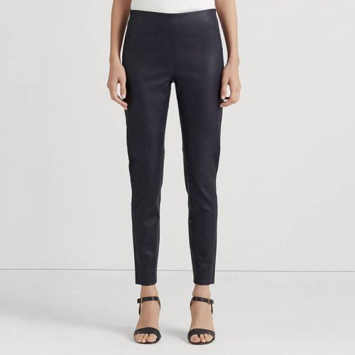 Navy Leather Stretch Trousers - Lauren Ralph Lauren - Modalova