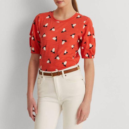 Red Berry Puff Sleeve Cotton Top - Lauren Ralph Lauren - Modalova