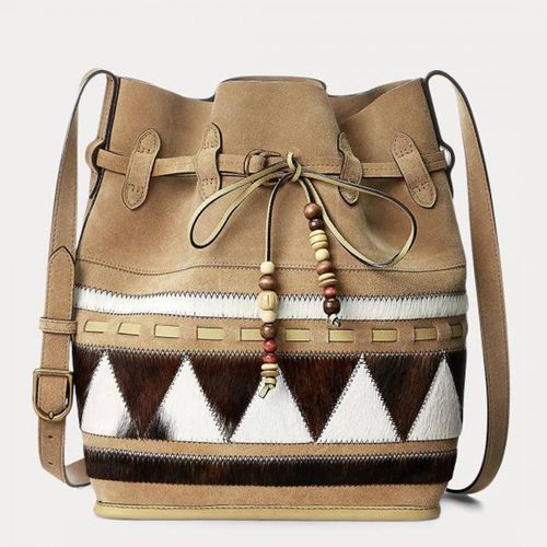 Beige Leather Patchwork Mini Bucket Bag - Polo Ralph Lauren - Modalova