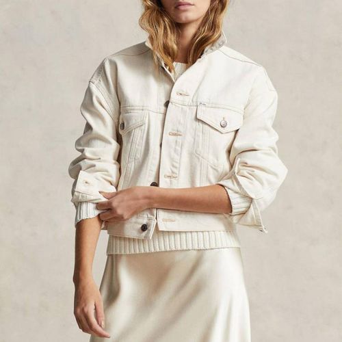 Cream Cotton Button Up Denim Jacket - Polo Ralph Lauren - Modalova