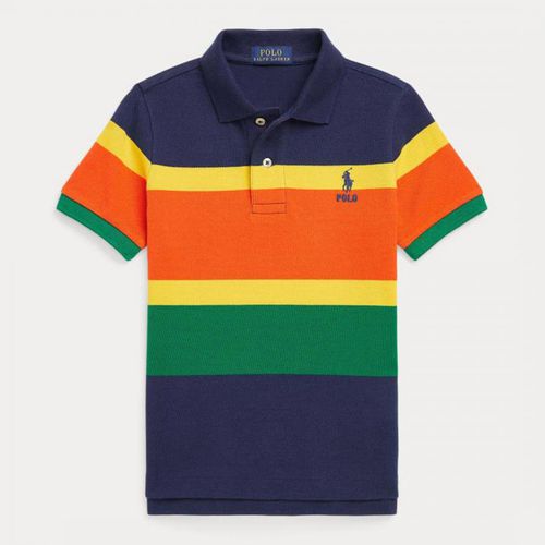 Toddler Boy's Navy Colour Block Cotton Polo Shirt - Polo Ralph Lauren - Modalova