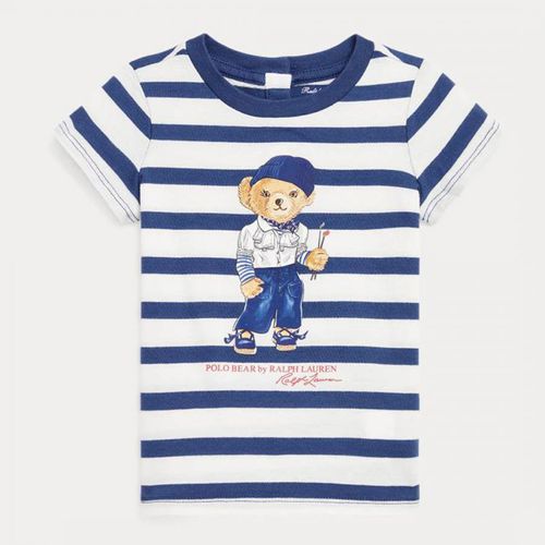 Baby Girl's White Striped Teddy Cotton T-Shirt - Polo Ralph Lauren - Modalova