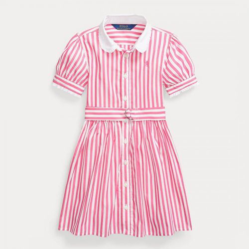 Older Girl's Pink 80s Striped Poplin Cotton Dress - Polo Ralph Lauren - Modalova