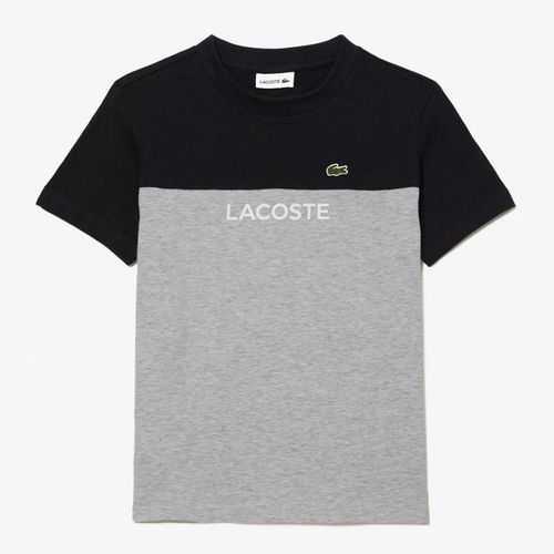 Kid's Black/ Logo Crew Neck T-Shirt - Lacoste - Modalova