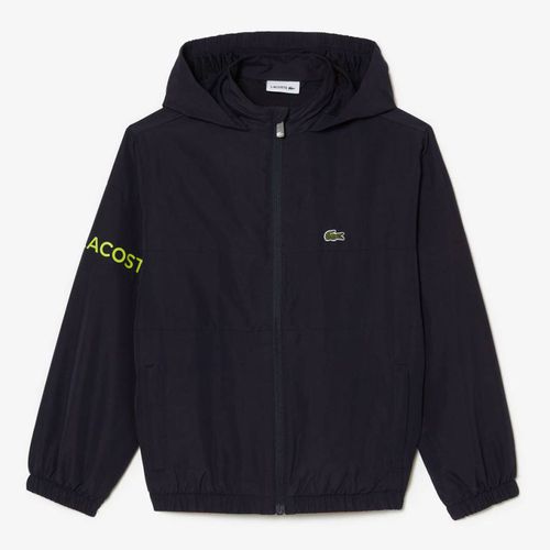 Teen Boy's Black Branded Zipped Jacket - Lacoste - Modalova