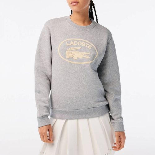 Grey Branded Crew Neck Cotton Sweatshirt - Lacoste - Modalova