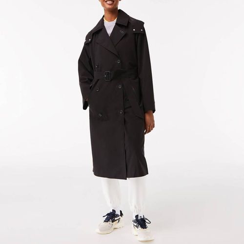 Black Double Breasted Trench Coat - Lacoste - Modalova