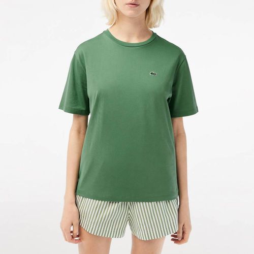 Green Crew Neck Cotton T-Shirt - Lacoste - Modalova