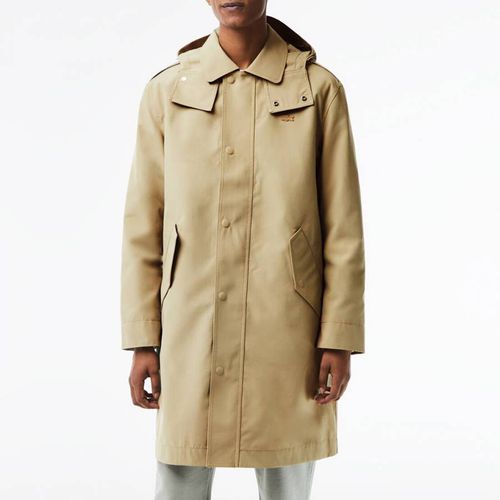 Beige Hooded Longline Coat - Lacoste - Modalova