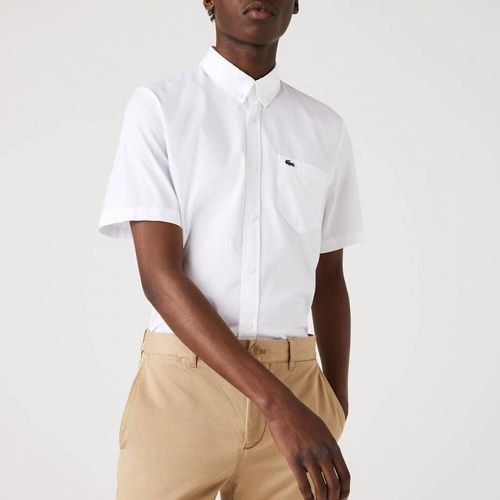 White Short Sleeve Branded Shirt - Lacoste - Modalova