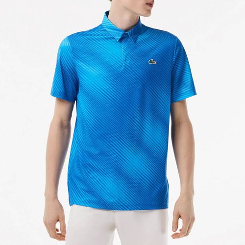 Blue Printed Cotton Blend Polo Shirt - Lacoste - Modalova