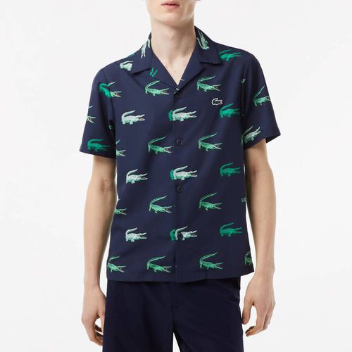Navy/Green Crocodile Printed Shirt - Lacoste - Modalova