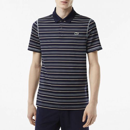 Navy Stripe Cotton Polo Shirt - Lacoste - Modalova
