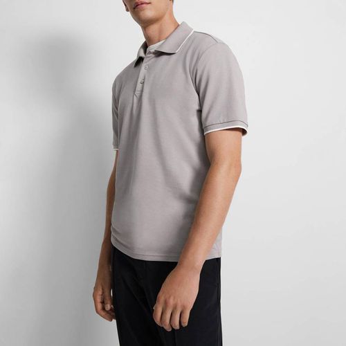 Grey Precise Cotton Blend Polo Shirt - Theory - Modalova