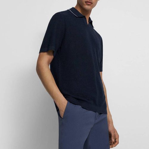 Black Birke Short Sleeve Linen Blend Polo Shirt - Theory - Modalova