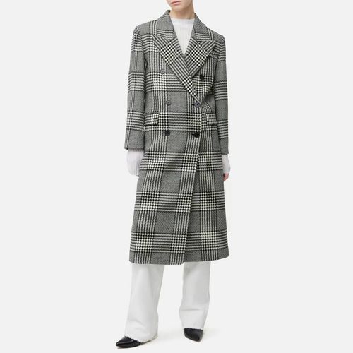 Grey Italian Wool Check Overcoat - Jigsaw - Modalova