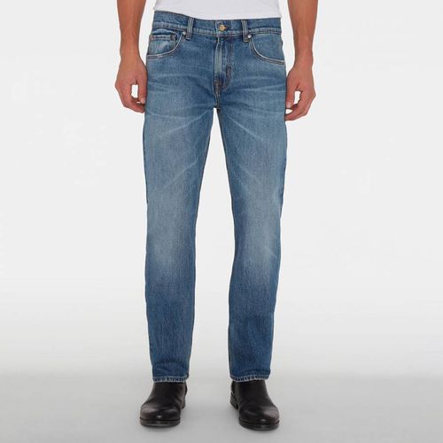 Mid Blue Straight Stretch Jeans - 7 For All Mankind - Modalova