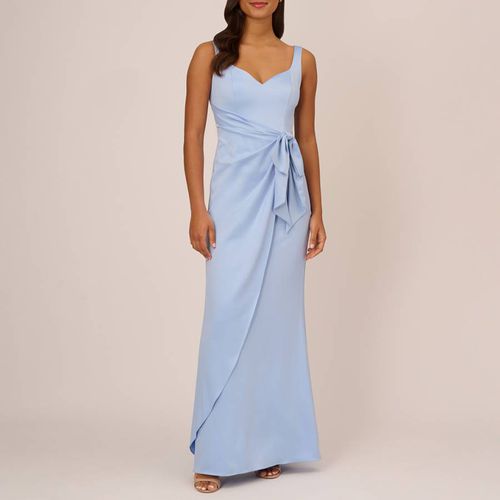 Blue Satin Tie Waist Dress - Adrianna Papell - Modalova